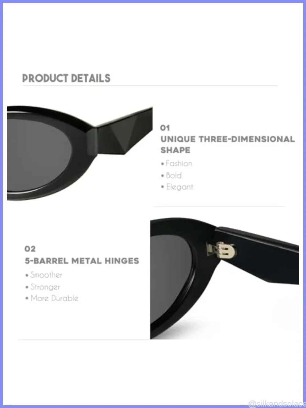 Chunky Oval Cat Eye Full-Frame UV400 Sunglasses Small Face Retro